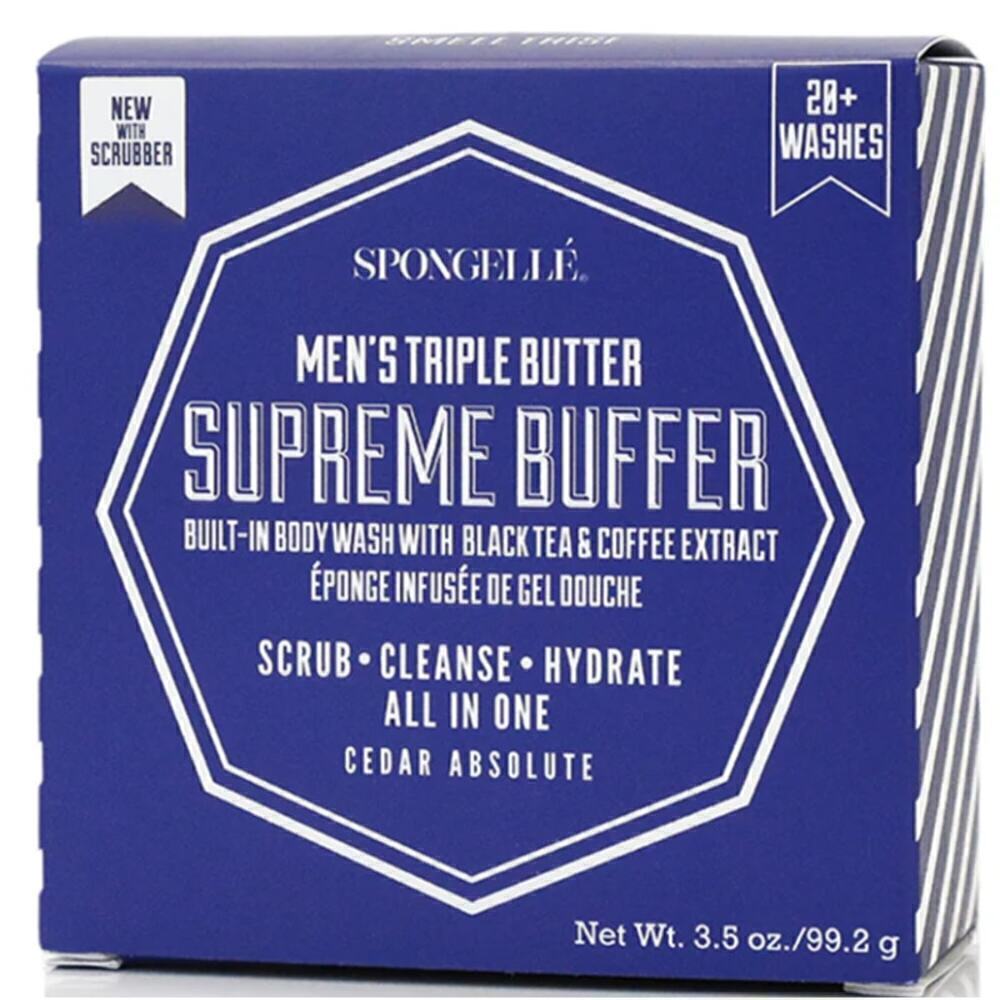 SPONGELLE 20+ Men's Supreme Buffer | White Scrubber‎ BNIB